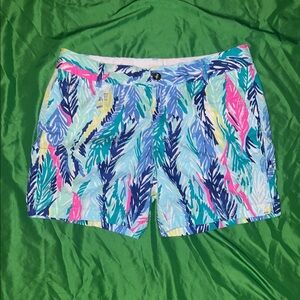Lilly Pulitzer Jayne Blue and Pink Bermuda Shorts Vibrant Tropical Print size 10